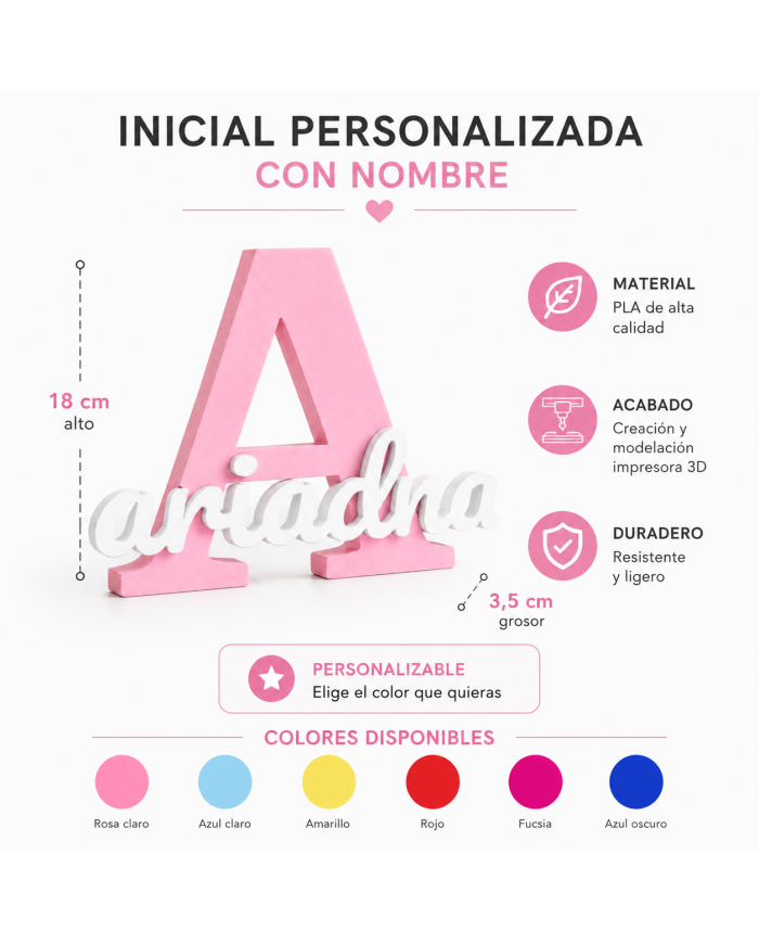 Inicial Personalizada Con Nombre En 3D