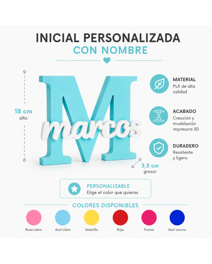 Inicial Personalizada Con Nombre En 3D