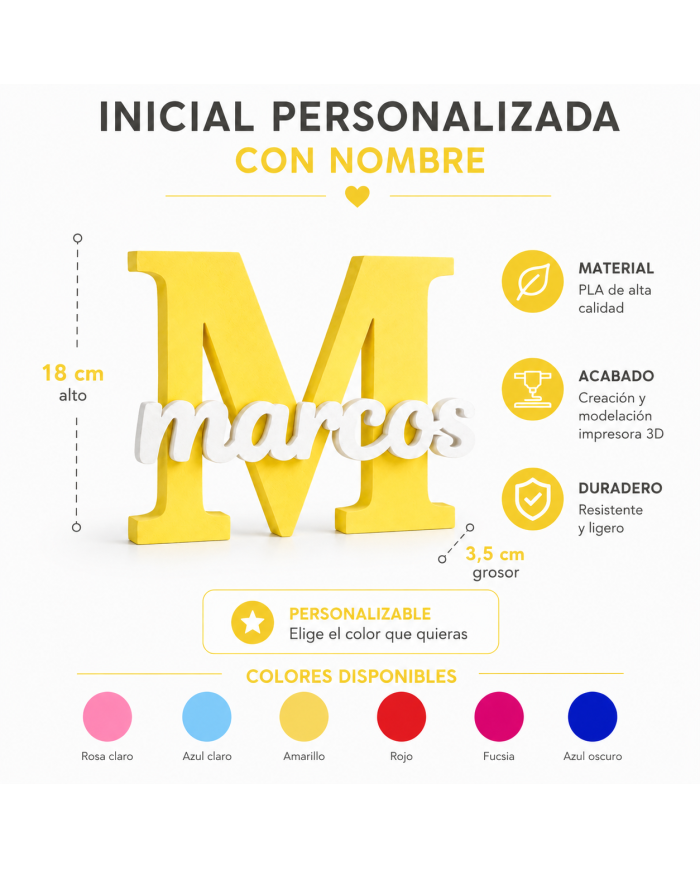 Inicial Personalizada Con Nombre En 3D