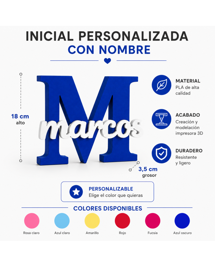 Inicial Personalizada Con Nombre En 3D