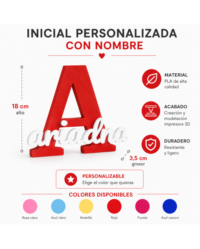 Inicial Personalizada Con Nombre En 3D