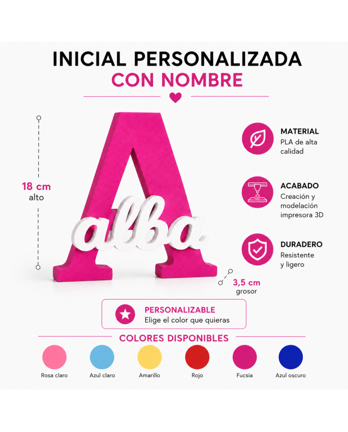 Inicial Personalizada Con Nombre En 3D