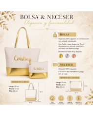Bolso con Neceser en Algodón y Polipiel Personalizado - Oro