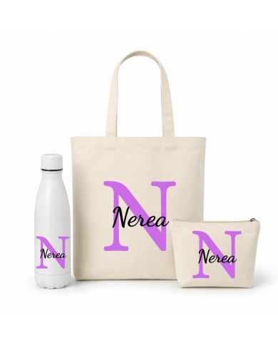 Conjunto Nopces - Bolsa Tote con Botella y Neceser Personalizado