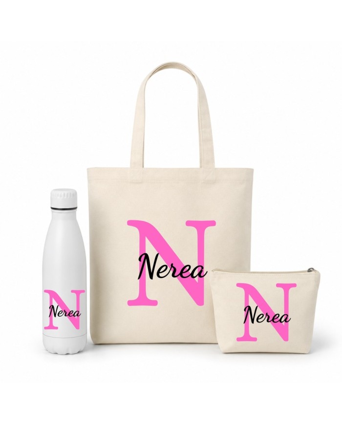Conjunto Nopces - Bolsa Tote con Botella y Neceser Personalizado