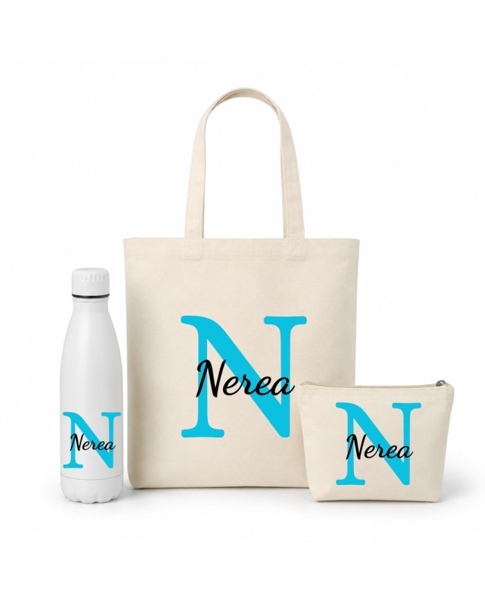 Conjunto Nopces - Bolsa Tote con Botella y Neceser Personalizado