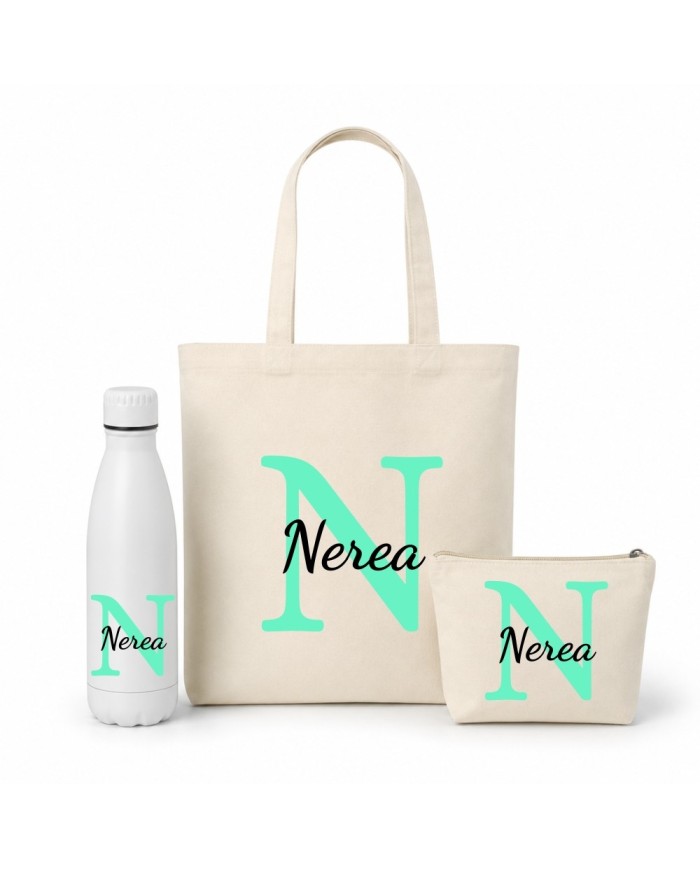 Conjunto Nopces - Bolsa Tote con Botella y Neceser Personalizado