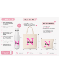 Conjunto Nopces - Bolsa Tote con Botella y Neceser Personalizado