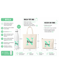 Conjunto Nopces - Bolsa Tote con Botella y Neceser Personalizado