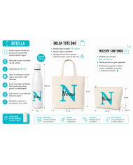 Conjunto Nopces - Bolsa Tote con Botella y Neceser Personalizado