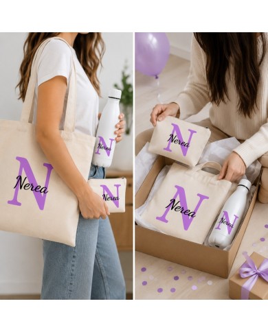 Conjunto Nopces - Bolsa Tote con Botella y Neceser Personalizado