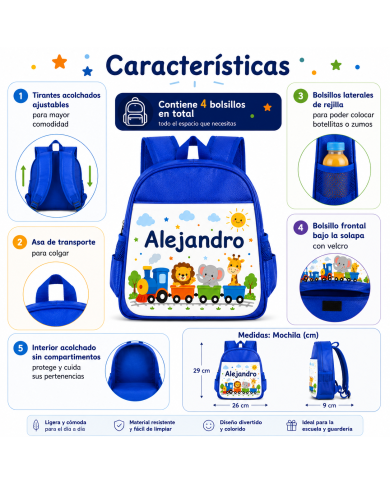 mochila infantil personalizada nombre mochila guarderia niño niña escuela infantil preescolar vuelta al cole regalo personalizad