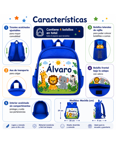 mochila infantil personalizada nombre mochila guarderia niño niña escuela infantil preescolar vuelta al cole regalo personalizad