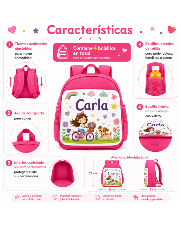 mochila infantil personalizada nombre mochila guarderia niño niña escuela infantil preescolar vuelta al cole regalo personalizad