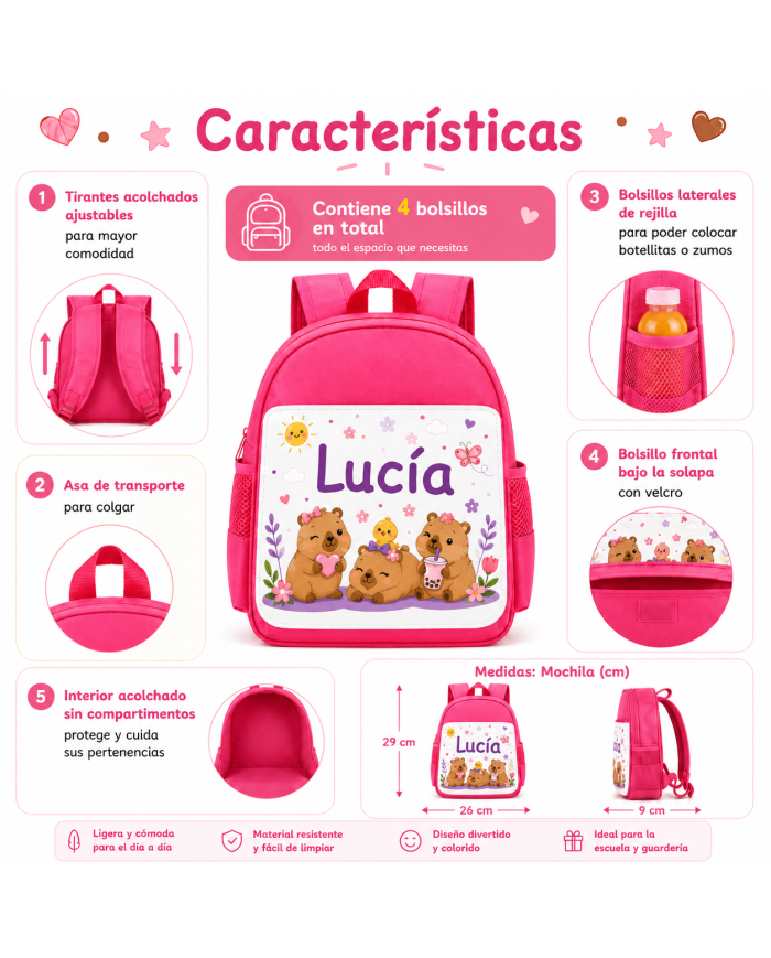 mochila infantil personalizada nombre mochila guarderia niño niña escuela infantil preescolar vuelta al cole regalo personalizad