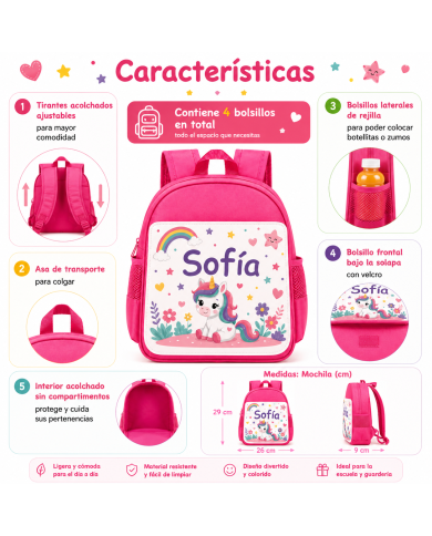 mochila infantil personalizada nombre mochila guarderia niño niña escuela infantil preescolar vuelta al cole regalo personalizad