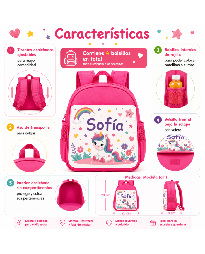 mochila infantil personalizada nombre mochila guarderia niño niña escuela infantil preescolar vuelta al cole regalo personalizad