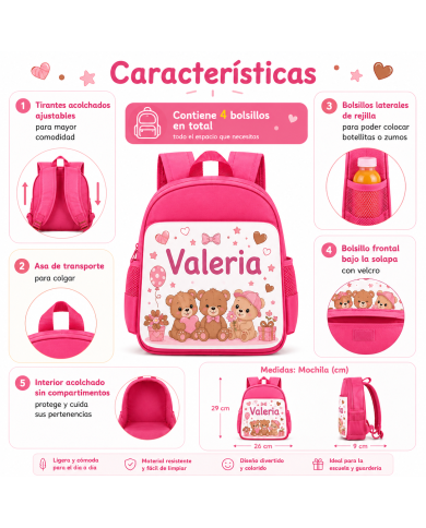 mochila infantil personalizada nombre mochila guarderia niño niña escuela infantil preescolar vuelta al cole regalo personalizad