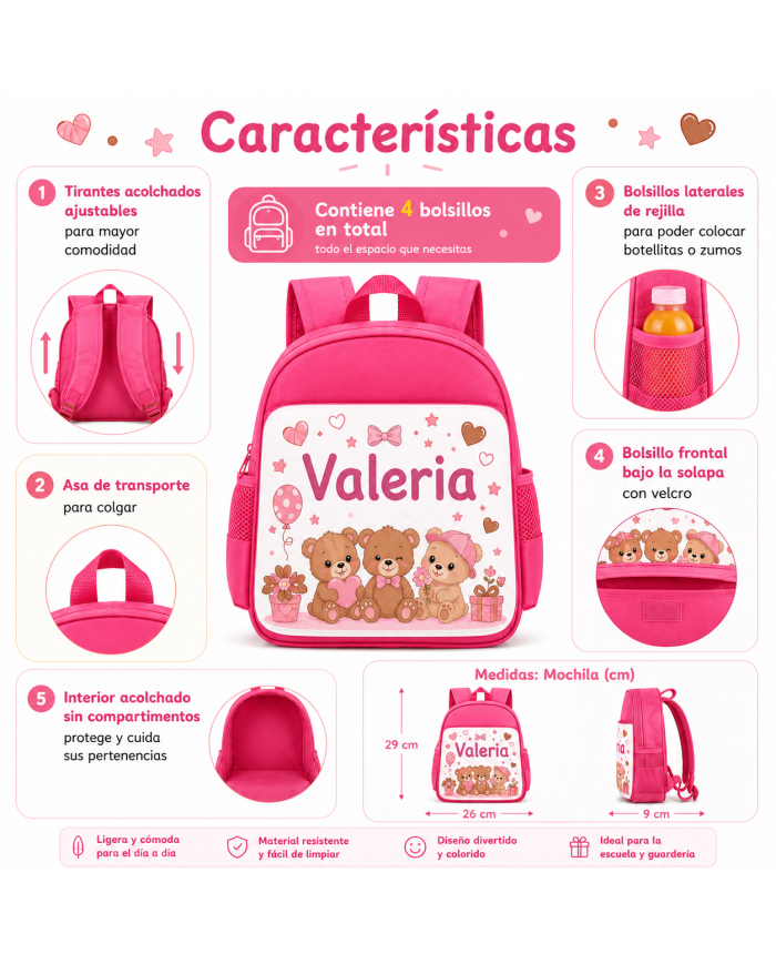 mochila infantil personalizada nombre mochila guarderia niño niña escuela infantil preescolar vuelta al cole regalo personalizad