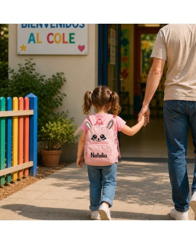 mochila guarderia personalizada nombre mochila infantil pequeña niño niña 2 años 3 años preescolar escuela infantil animales vue