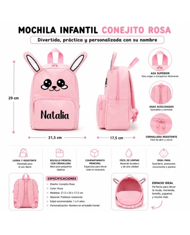 mochila guarderia personalizada nombre mochila infantil pequeña niño niña 2 años 3 años preescolar escuela infantil animales vue
