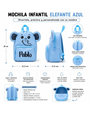 mochila guarderia personalizada nombre mochila infantil pequeña niño niña 2 años 3 años preescolar escuela infantil animales vue