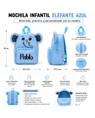 mochila guarderia personalizada nombre mochila infantil pequeña niño niña 2 años 3 años preescolar escuela infantil animales vue