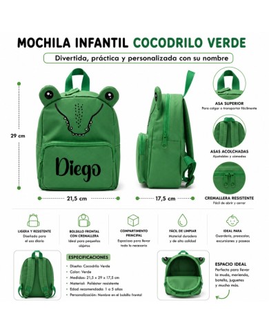 mochila guarderia personalizada nombre mochila infantil pequeña niño niña 2 años 3 años preescolar escuela infantil animales vue
