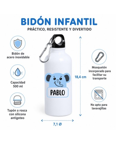 Botella Infantil Elefante Azul 500ML