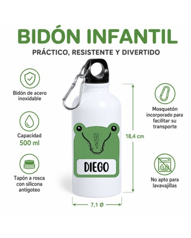 Botella Infantil Cocodrilo Verde 500ML